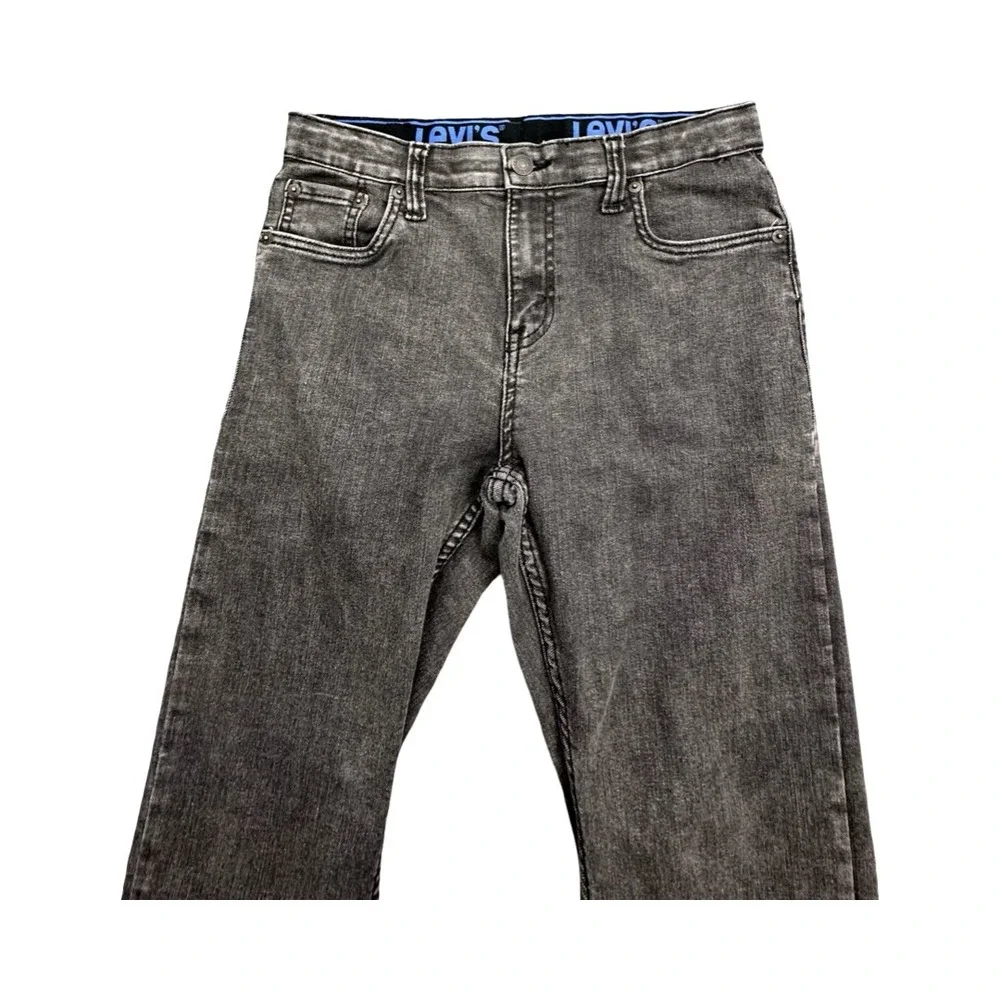 Levi's Jeans Boys 16 Reg Grey 502 Regular Taper Acid Wash Adjustable Waist Denim